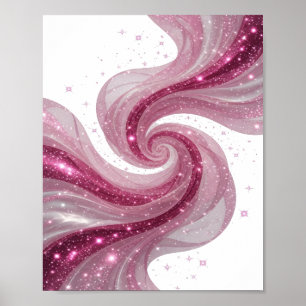 Stijlvolle Zilveren TWIRLING STARS Tekst Ontwerp Poster