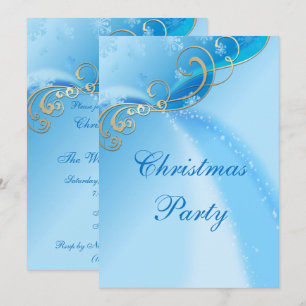 Stijlvolle zilveren wervelingen & blauwe sneeuwvlo kaart