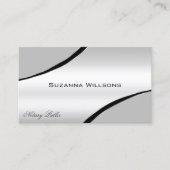 Stijlvolle zilvergrijs gebogen decorlijnen en QR-c Visitekaartje (Voorkant)