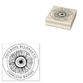 Stijlvolle  Zonnebloem Custom Book Rubberstempel (Gestempeld)