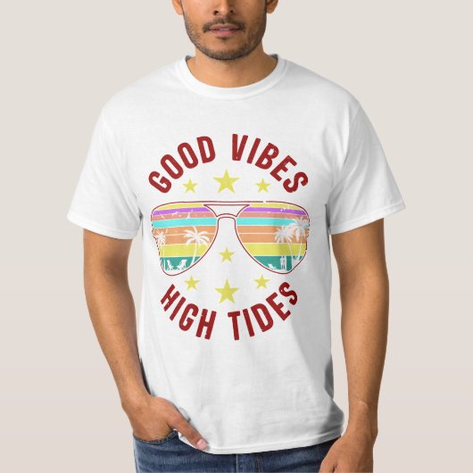 Stijlvolle zonnebril met goede vibes hoogtij t-shirt (Voorkant)