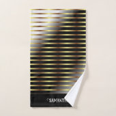 Stijlvolle zwart gouden en witte geometrische stre bad handdoek (Handdoek)