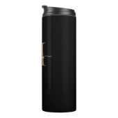 Stijlvolle zwart gouden monogram Girly Script Fitn Thermosbeker (Geroteerd rechts)