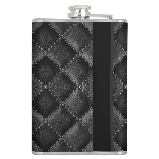 Stijlvolle zwart lederen aangepaste monogram heupfles (Achterkant)