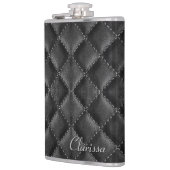 Stijlvolle zwart lederen vrouwen heupfles (Links)