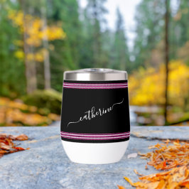 Stijlvolle Zwart Wit Cursieve Naam Hot Pink