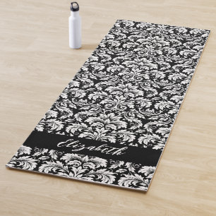 Stijlvolle zwart wit damast yogamat