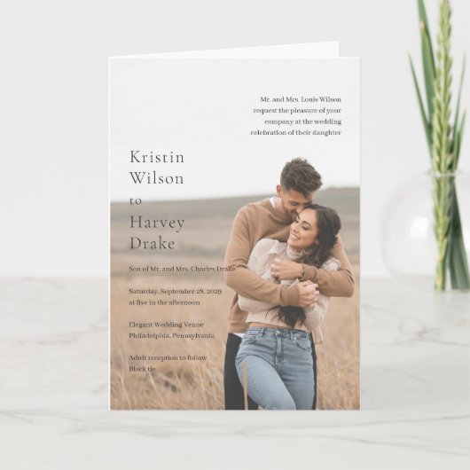 Stijlvolle zwart-wit foto moderne bruiloft (Voorkant)