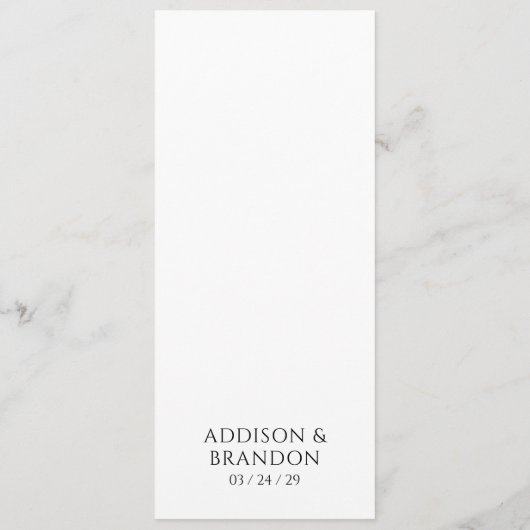 Stijlvolle zwart-wit moderne bruiloft menu (Achterkant)