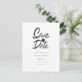 Stijlvolle Zwart-Wit Save the Date Aankondigingskaart (Staand voorkant)
