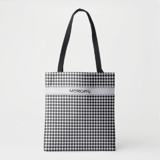 Stijlvolle zwart-witte Houndstooth Canvas tas
