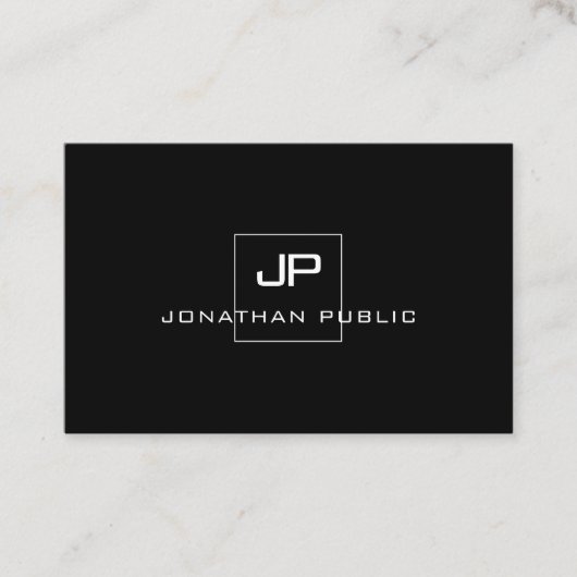 Stijlvolle zwart-witte moderne Sjabloon Visitekaartje (Voorkant)