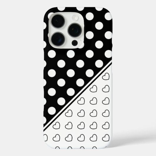 Stijlvolle zwart-witte stippen en harten Case-Mate iPhone case (Achterkant)