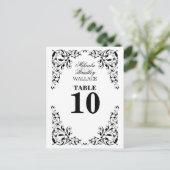 Stijlvolle zwart-witte wervelingen tafel nummer Ka Briefkaart (Staand voorkant)