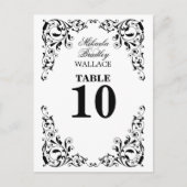 Stijlvolle zwart-witte wervelingen tafel nummer Ka Briefkaart (Voorkant)