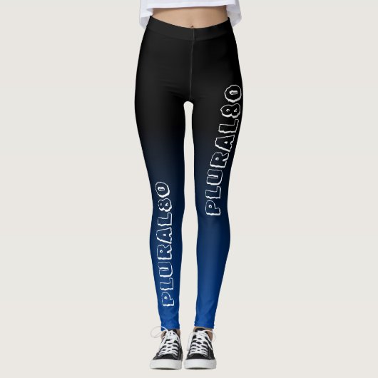 Stijlvolle zwarte blauwe gradiënt monogrammen werk leggings (Voorkant)