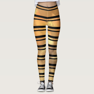 Stijlvolle zwarte en gouden glitterstripes leggings