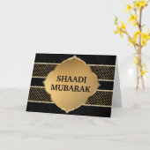 Stijlvolle Zwarte en Gouden Shaadi Mubarak Kaart (Gele Bloem)