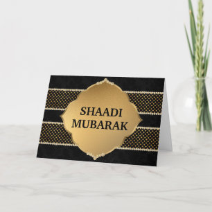 Stijlvolle Zwarte en Gouden Shaadi Mubarak Kaart