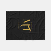 Stijlvolle zwarte en goudmonogram Initialen Fleece Deken (Voorkant (Horizontaal))