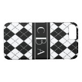 Stijlvolle zwarte en witte Argyle-monogrammen Case-Mate iPhone Case (Achterkant (Horizontaal))
