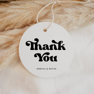 Stijlvolle, zwarte en witte bruiloft bedankjes labels