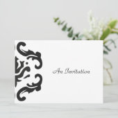 Stijlvolle zwarte en witte damast aangepaste uitno kaart (Staand voorkant)