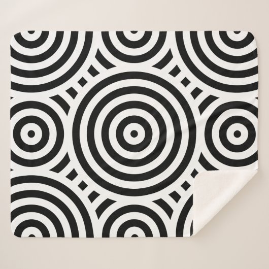 Stijlvolle zwarte en witte nestcirkels sherpa deken (Voorkant (horizontaal))