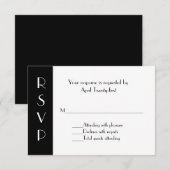 Stijlvolle zwarte en witte RSVP-reactiekaart RSVP Kaartje (Voorkant / Achterkant)