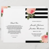 Stijlvolle zwarte en witte strepes bruiloft-progra (Voorkant / Achterkant)