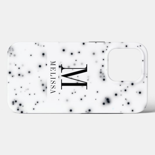 Stijlvolle zwarte glitter-drifmonogram Case-Mate iPhone case (Achterkant (horizontaal))