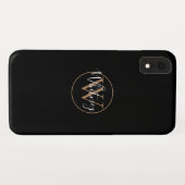 Stijlvolle Zwarte Goud Witte Script Monogram Naam  Case-Mate iPhone Case (Achterkant (horizontaal))