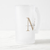 Stijlvolle zwarte goudmonogram Elegant Script Name Matglas Bierpul (Voorkant rechts)
