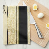 Stijlvolle zwarte & goudoliestapels theedoek (Quarter Fold)