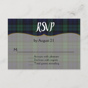 Stijlvolle zwarte horloge Tartan bruiloft RSVP Kaa Kaartje