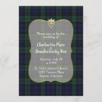 Stijlvolle zwarte horloge Tartan bruiloft uitnodig