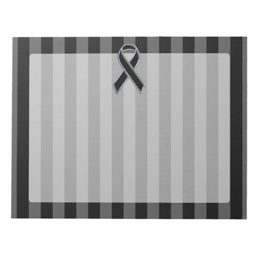 Stijlvolle Zwarte Lint Awareness Verticale Strepen Notitieblok (Voorkant)