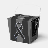 Stijlvolle zwarte lintgevoeligheid verticale strep bedankdoosjes (Voorkant Zijde)