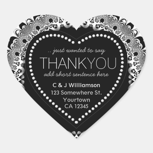 Stijlvolle zwarte luis Hartelijk dank voor uw hart Hart Sticker (Voorkant)