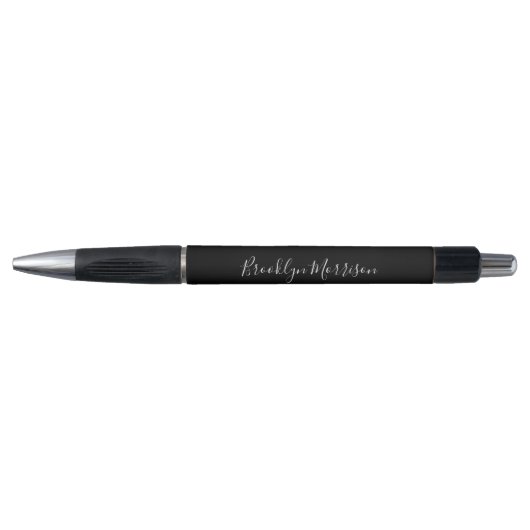 Stijlvolle zwarte monogram aangepaste script, naam pen (Voorkant)