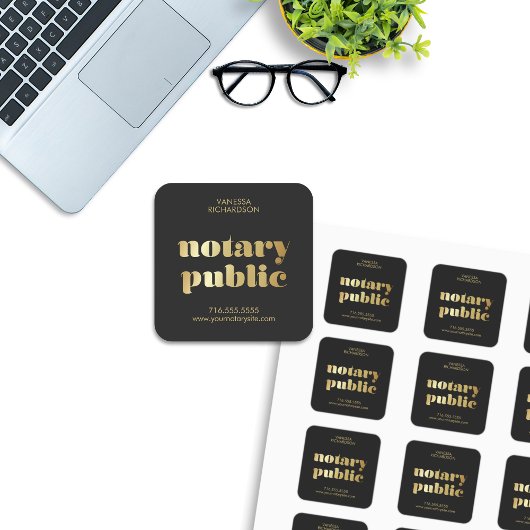 Stijlvolle zwarte notaris Public Gold Brand Busine Vierkante Sticker