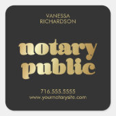 Stijlvolle zwarte notaris Public Gold Brand Busine Vierkante Sticker (Voorkant)