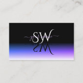 Stijlvolle zwarte Paarse gradiënt met Initialen Visitekaartje (Voorkant)