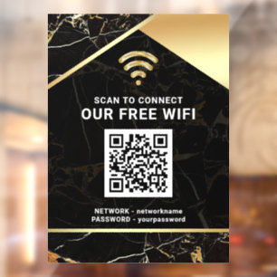 Stijlvolle Zwarte QR Code Wifi Netwerk Wachtwoord Raamsticker