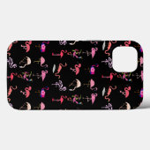 Stijlvolle zwarte roze Flamingos Cute Baby Animal Case-Mate iPhone Case (Achterkant (horizontaal))