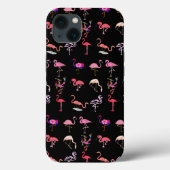 Stijlvolle zwarte roze Flamingos Cute Baby Animal Case-Mate iPhone Case (Achterkant)