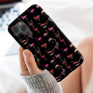 Stijlvolle zwarte roze Flamingos Cute Baby Animal iPhone 13 Hoesje