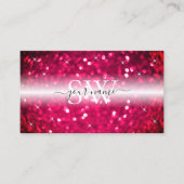 Stijlvolle zwarte roze mousserende glitter-Initial Visitekaartje (Voorkant)