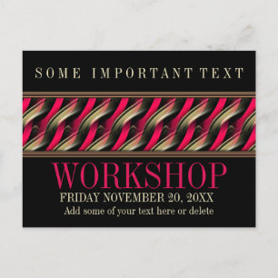 Stijlvolle, zwarte+roze workshop Uitnodiging Briefkaart