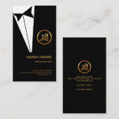 Stijlvolle zwarte Tuxedo Gold Boutonniere Catering Visitekaartje (Voorkant / Achterkant)